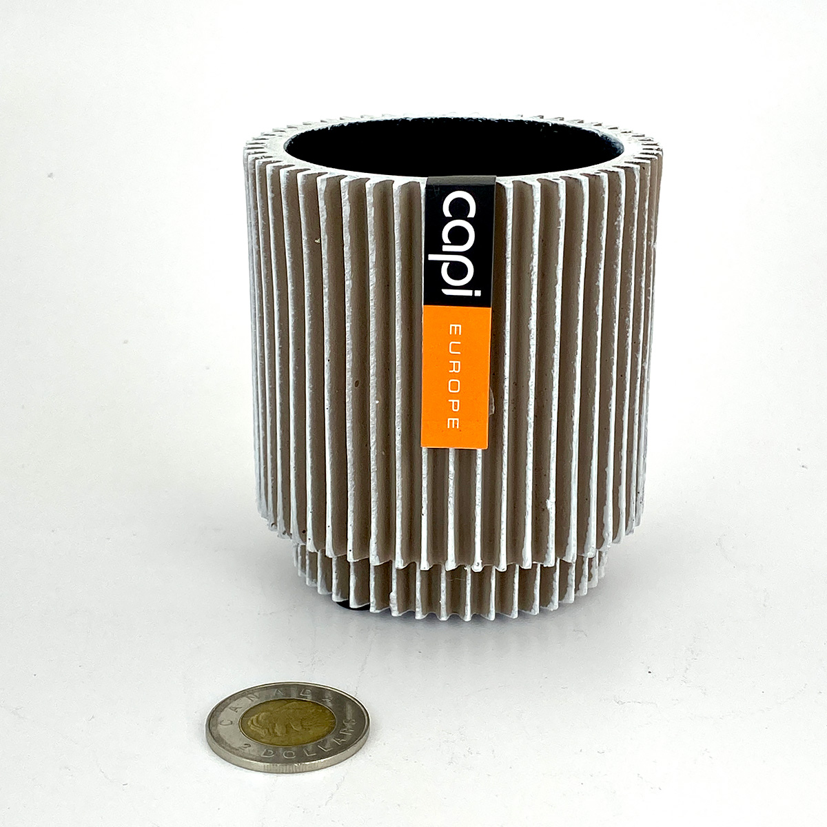 Capi Vase Cylinder Groove Ivory Pot 8x9
