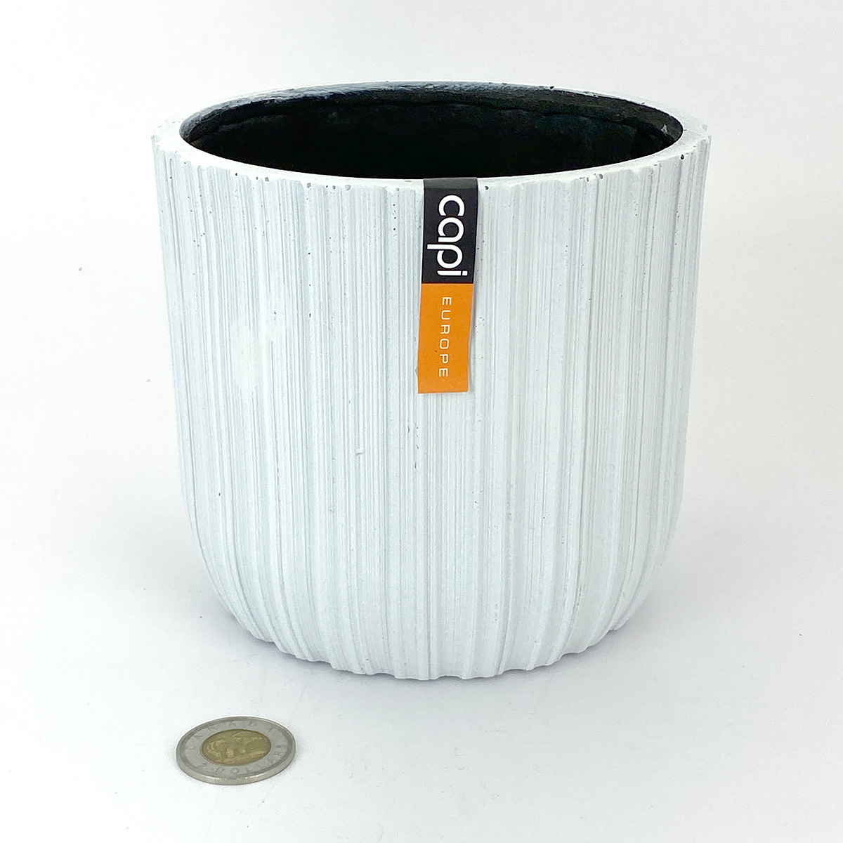 Capi Planter Ball Stripes White Pot 14x13
