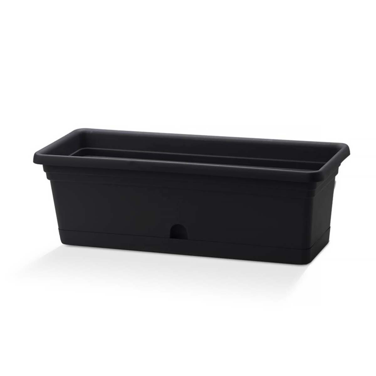 Crescent Emma Black 24in x 8in Rectangular Planter 