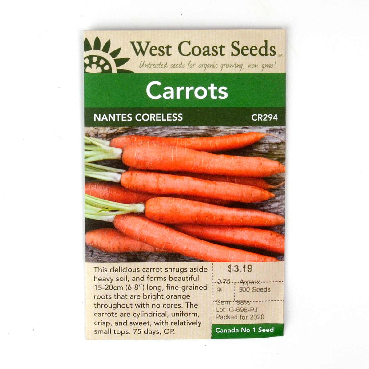 Carrot Nantes Coreless Seeds CR294
